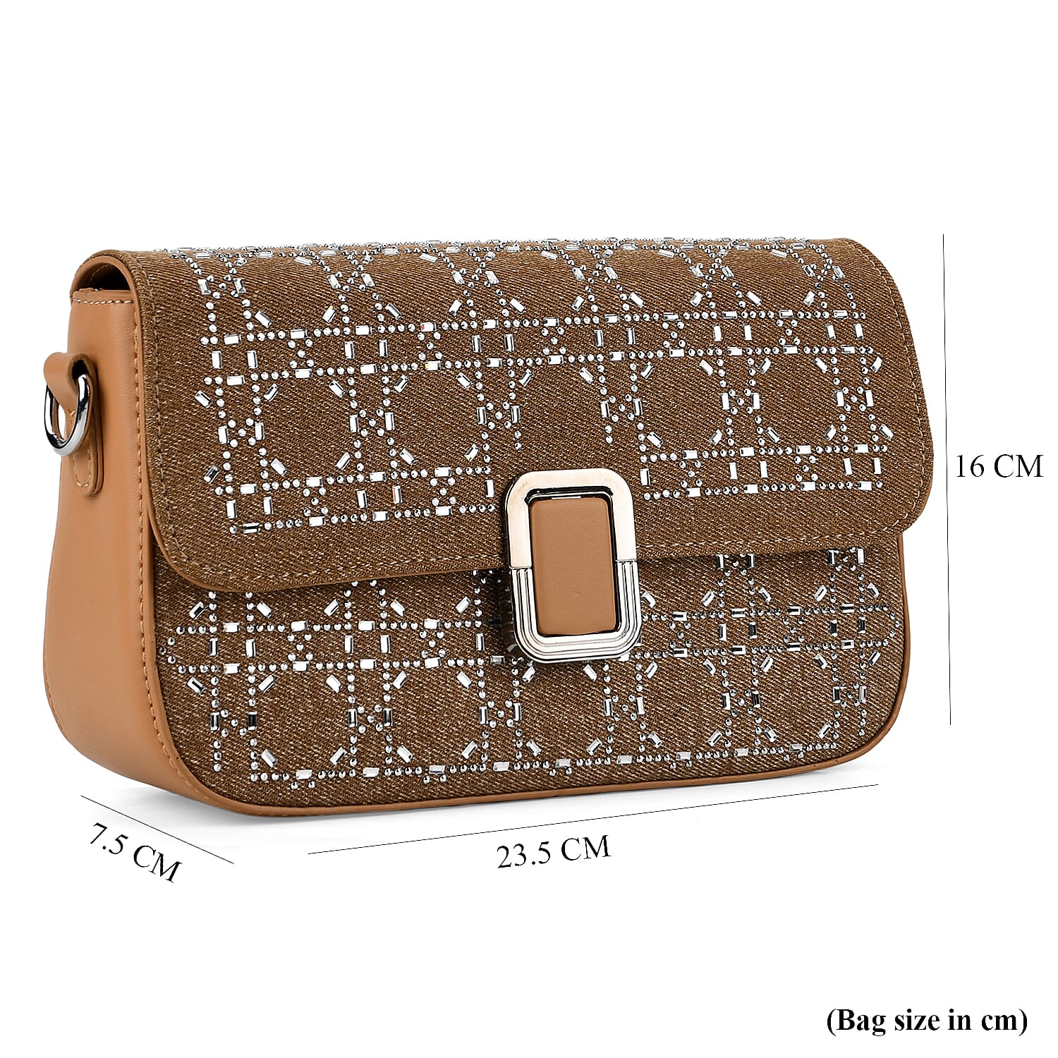 LA MAREY Designer Sling Handbag with Elegant Silver-Tone Chain Strap - Khaki 8447200 7