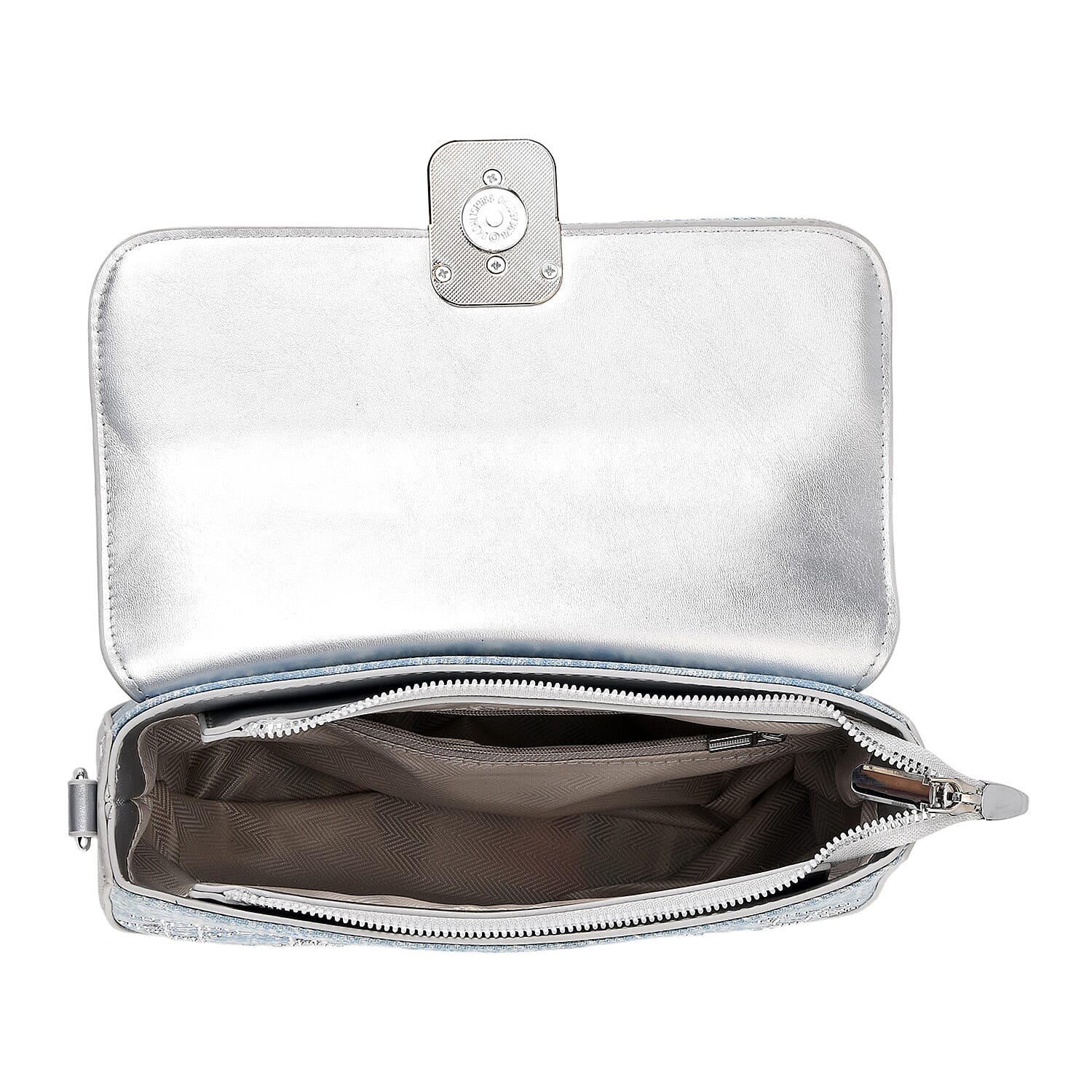 LA MAREY Designer Sling Handbag with Elegant Silver-Tone Chain Strap - Light Blue V32523358 6