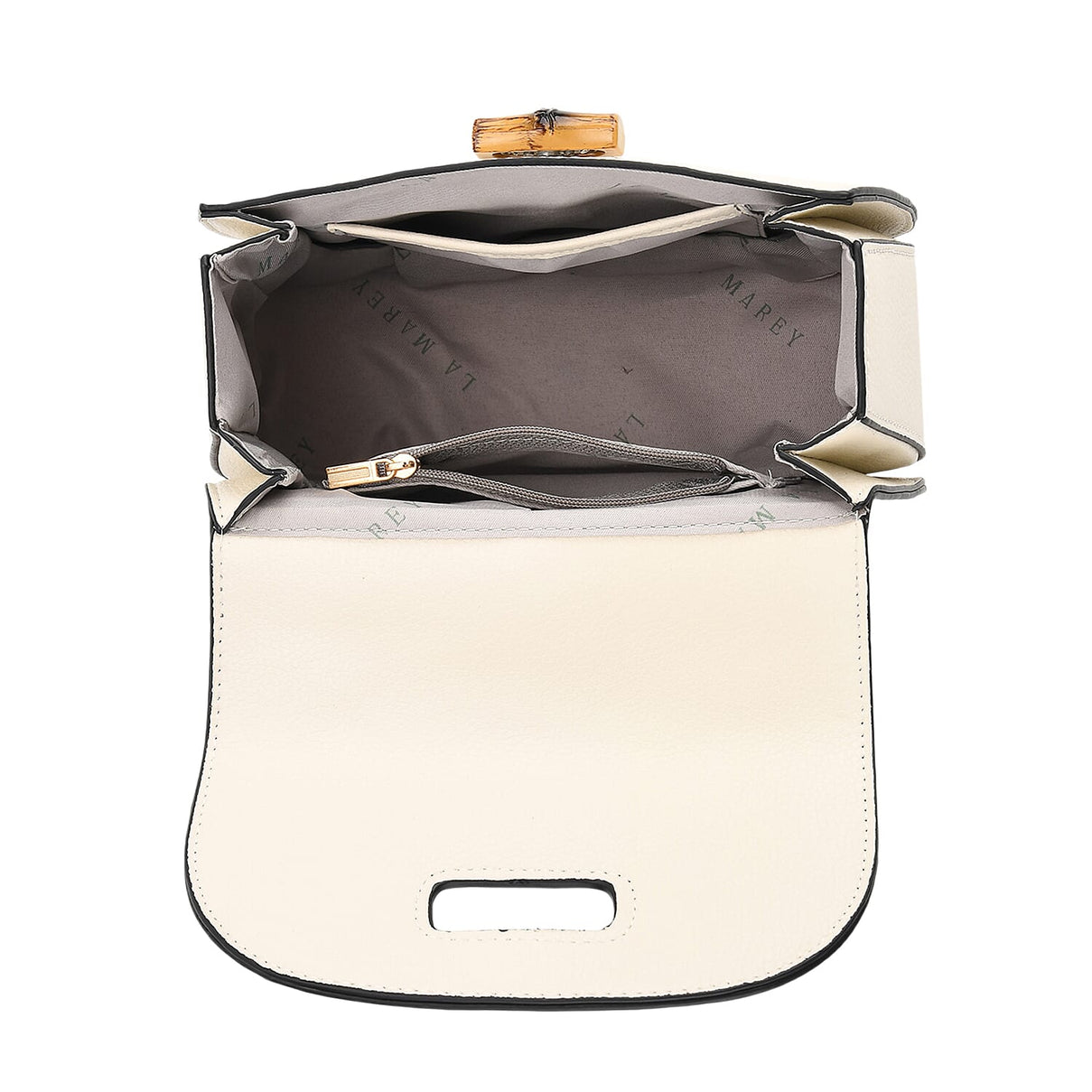 La Marey Snakeskin Embossed Genuine Leather Mini  Satchel Bag with Bamboo Handle - White 8201638 6