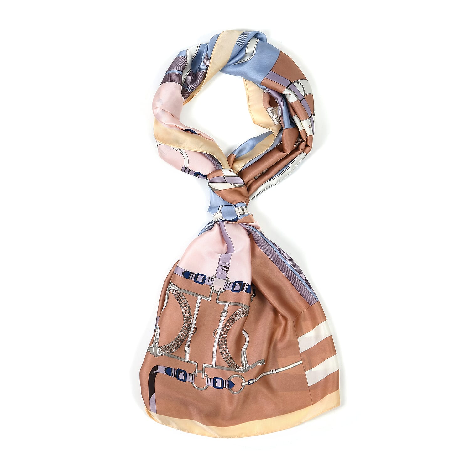 La Marey Elegant Irregular Pattern Satin Scarf (180x80cm) - Blue 8241172 4