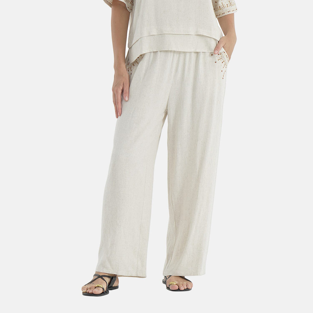La Marey Embroidered Wide-Leg Trousers (Size 16 To 18) - Cream