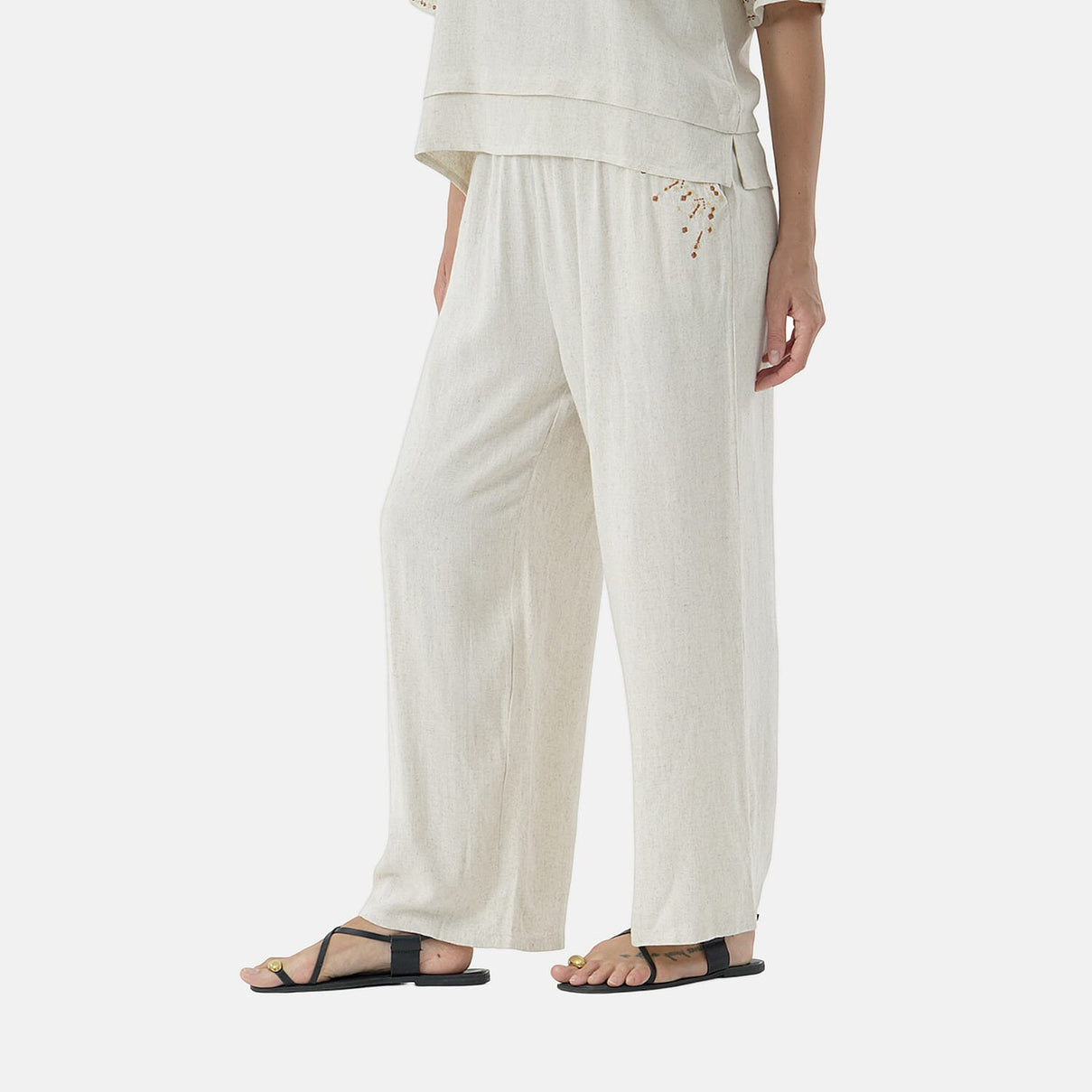 La Marey Embroidered Wide-Leg Trousers (Size 16 To 18) - Cream 8037753 4