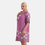 La Marey Embroidery Bohemian Tassel Dress (Size - L-XL, 16-22) - Purple