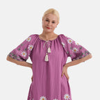 La Marey Embroidery Bohemian Tassel Dress (Size - L-XL, 16-22) - Purple