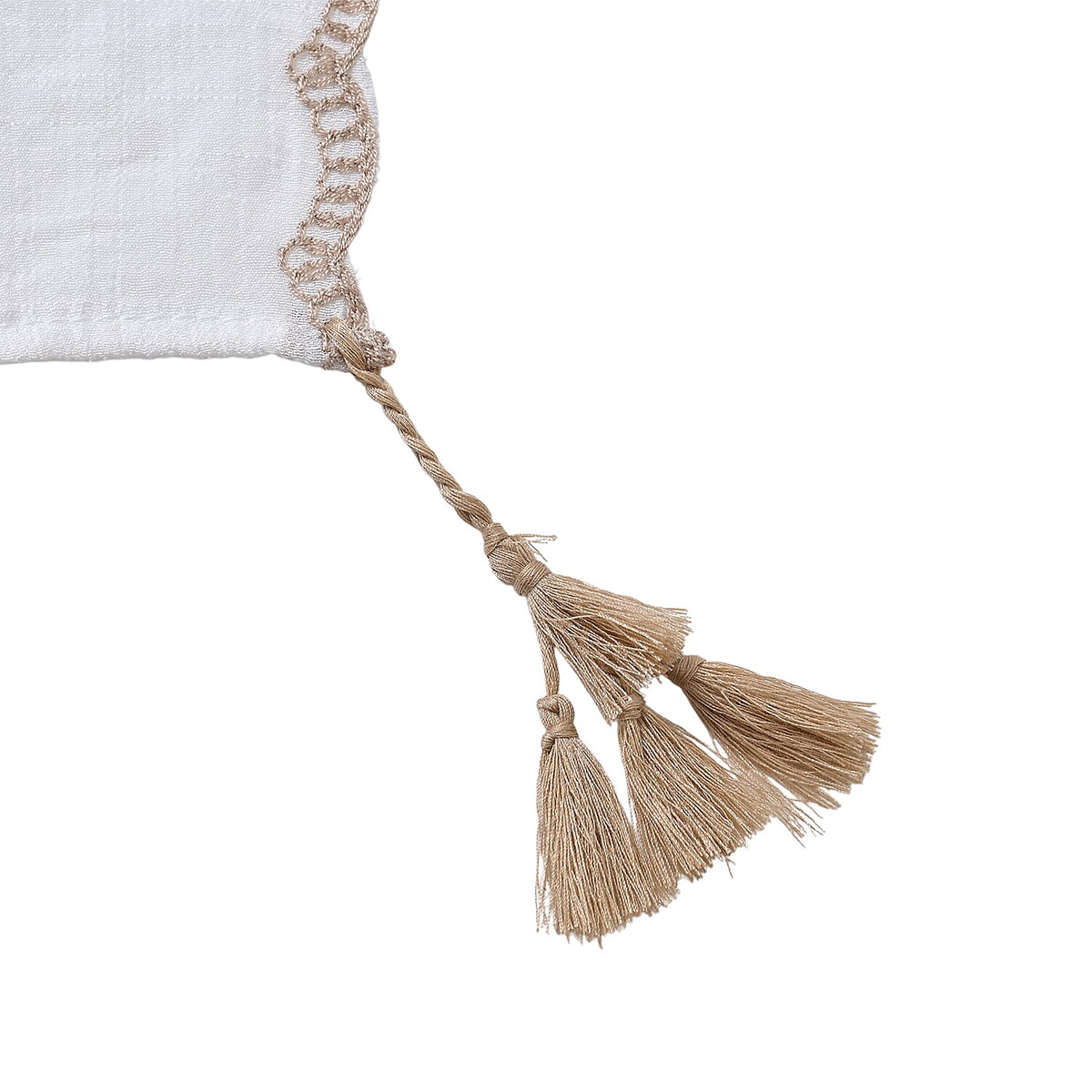 La Marey Cotton Blend Feather Pattern Embroidered Sarong Scarf with Tassels (Size 180x67cm) - White 8110363 3
