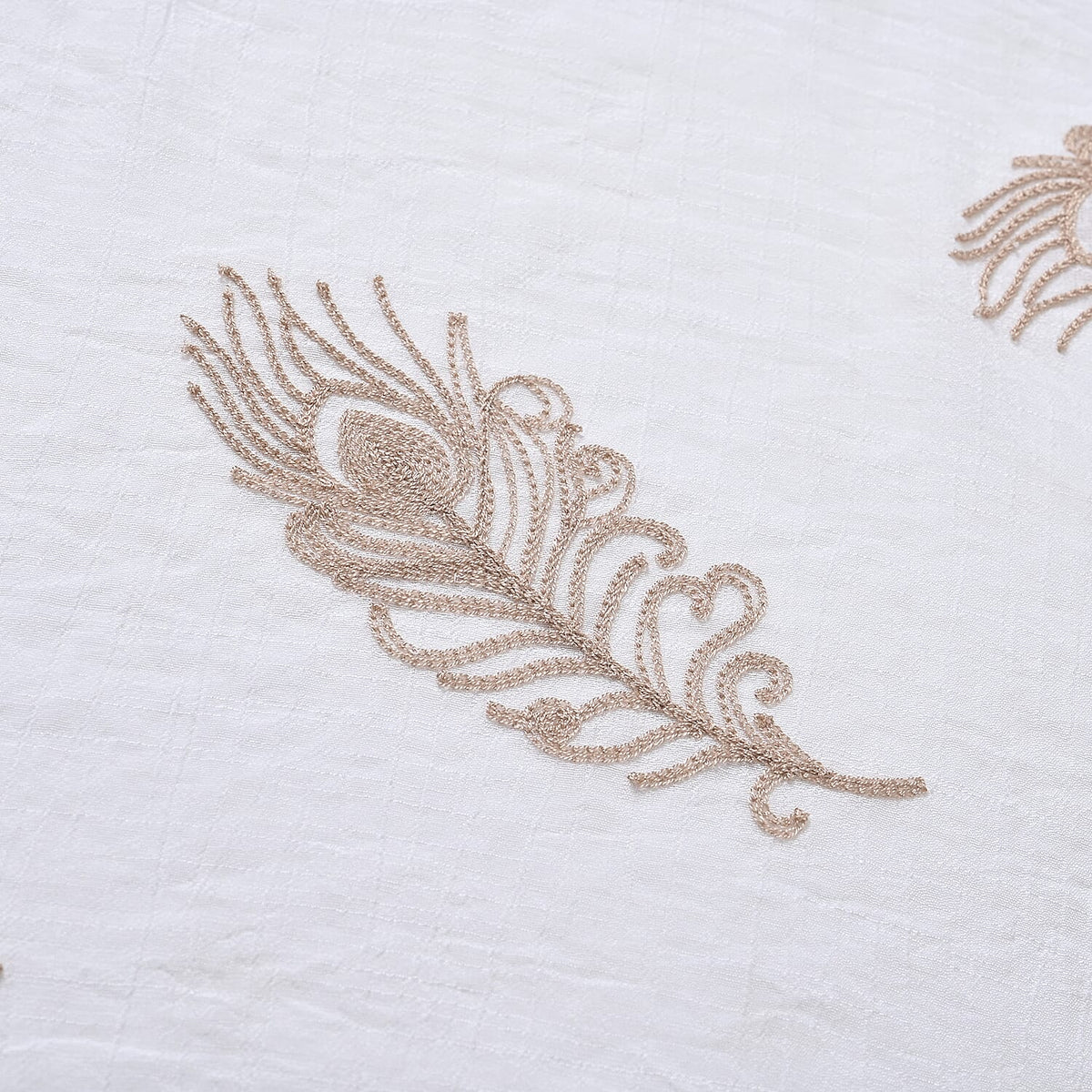 La Marey Cotton Blend Feather Pattern Embroidered Sarong Scarf with Tassels (Size 180x67cm) - White 8110363 4