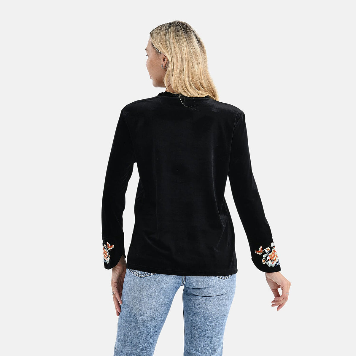LA MAREY Velvet Embroidered Top (Size XL, 20-22) - Black V32552669 2