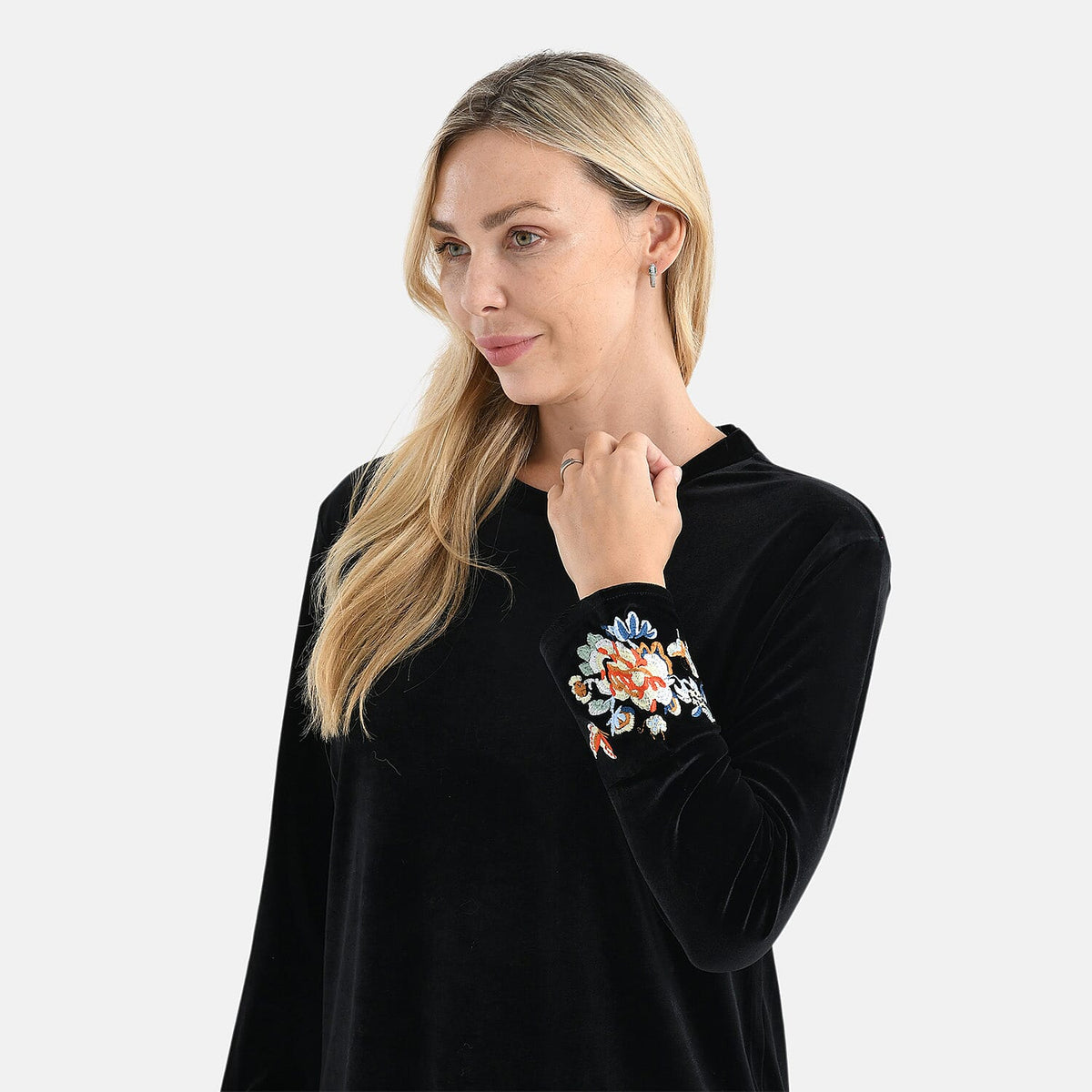 LA MAREY Velvet Embroidered Top (Size XL, 20-22) - Black V32552669 5