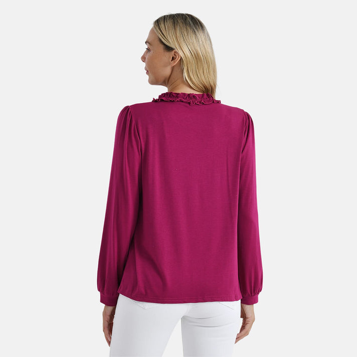 La Marey Jersey Blouse with Frill Collar (Size L) - Dark Magenta 8250698 2