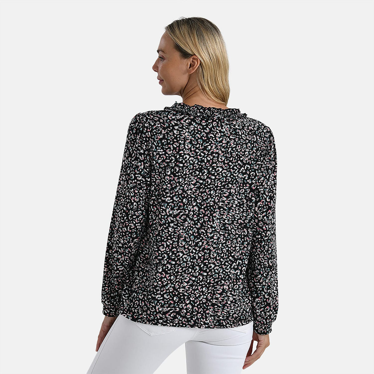 La Marey Jersey Blouse with Frill Collar (Size M, 12-14) - Black V32605919 2