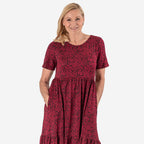 La Marey Flower Print Midi Dress (Size L) - Maroon