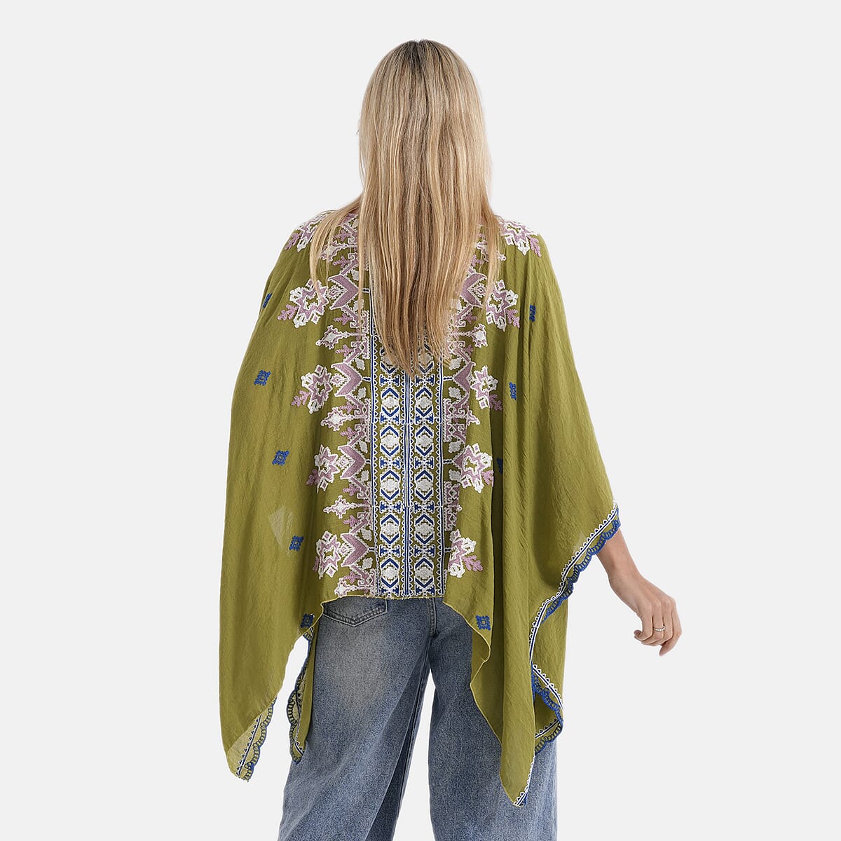 La Marey Full Embroidery Kaftan Top (One Size) - Green V32555886 3