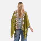 La Marey Full Embroidery Kaftan Top (One Size) - Green