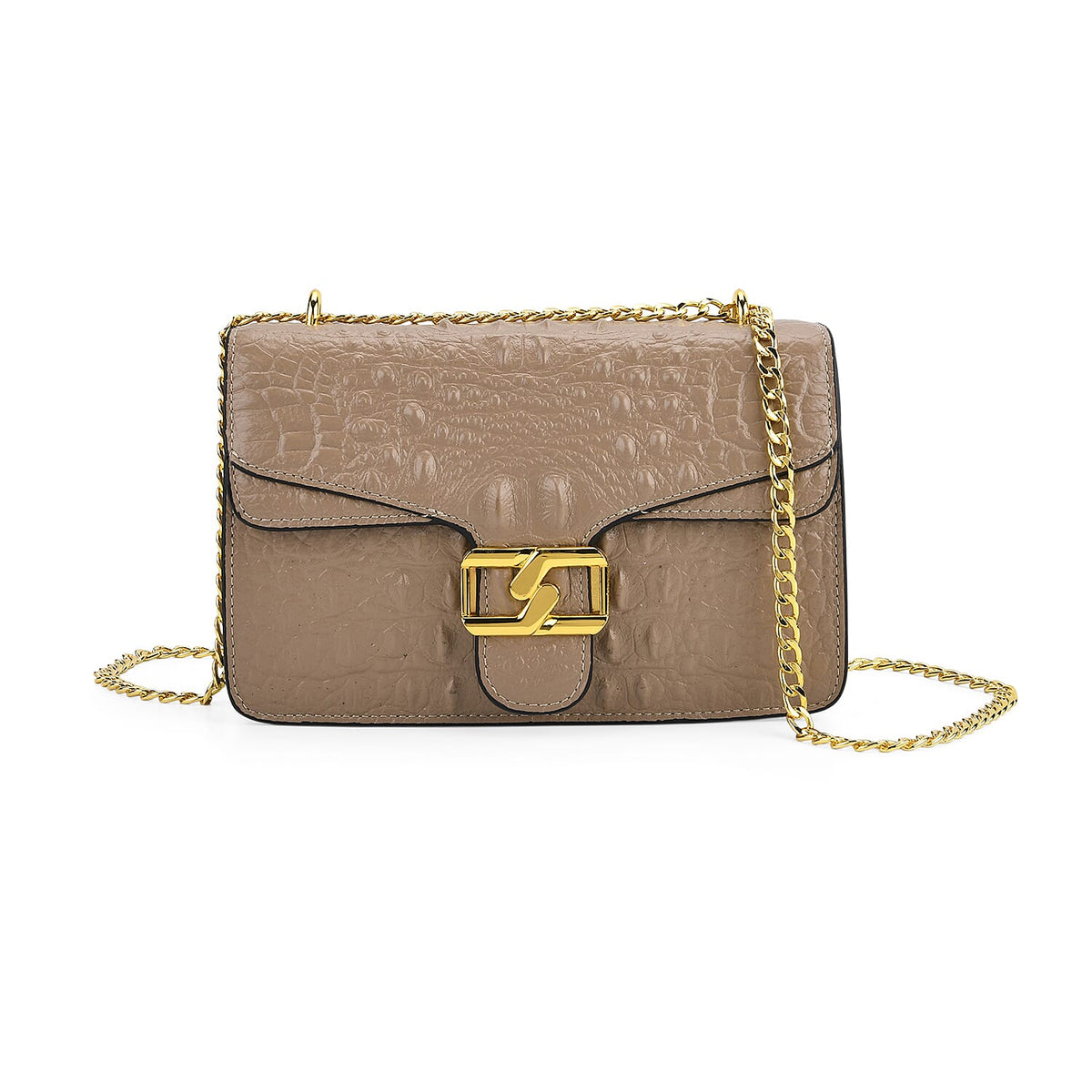 La Marey Genuine Leather Crossbody Bag with Chain Strap (120 cm)  - Light Grey V32515004 0