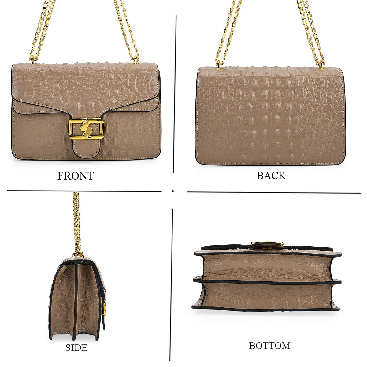 La Marey Genuine Leather Crossbody Bag with Chain Strap (120 cm)  - Light Grey V32515004 5