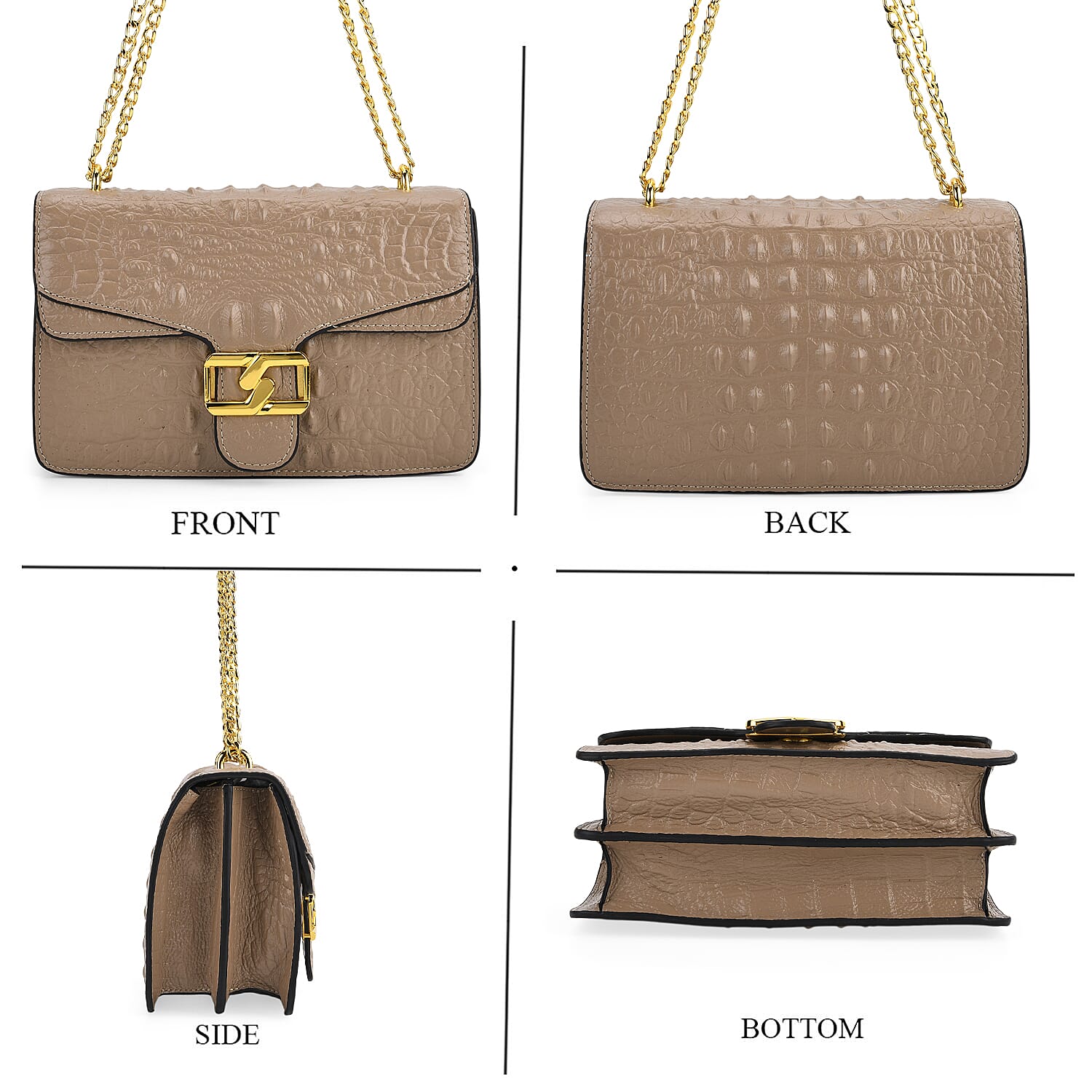 La Marey Genuine Leather Crossbody Bag with Chain Strap (120 cm)  - Light Grey V32515004 5