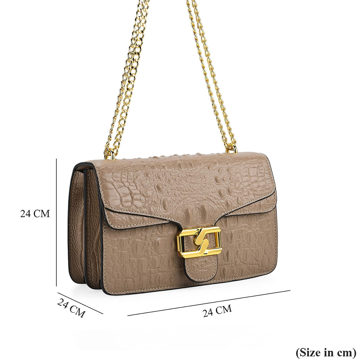 La Marey Genuine Leather Crossbody Bag with Chain Strap (120 cm)  - Light Grey V32515004 7