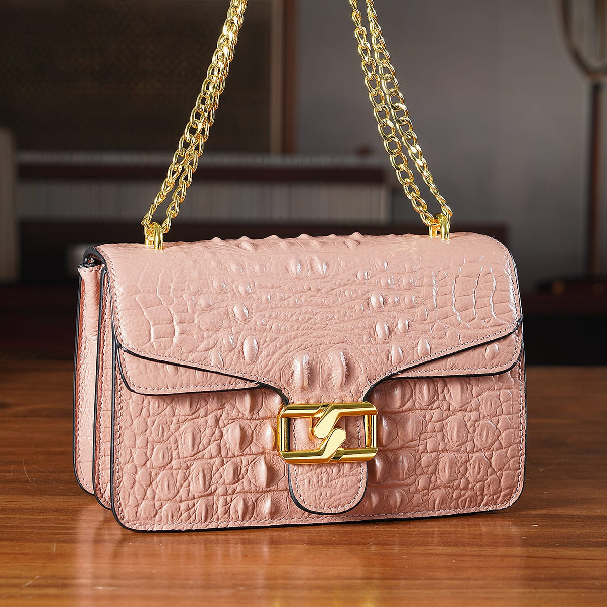 La Marey Genuine Leather Crossbody Bag with Chain Strap (120 cm)  - Pink 8214473 2