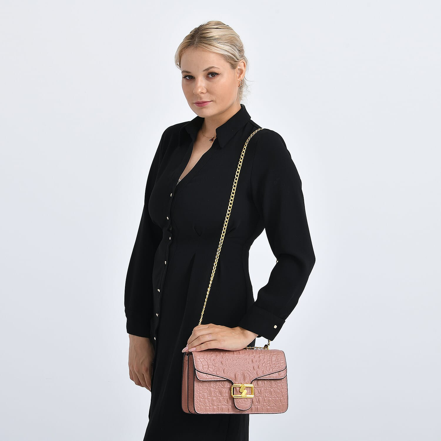 La Marey Genuine Leather Crossbody Bag with Chain Strap (120 cm)  - Pink 8214473 3