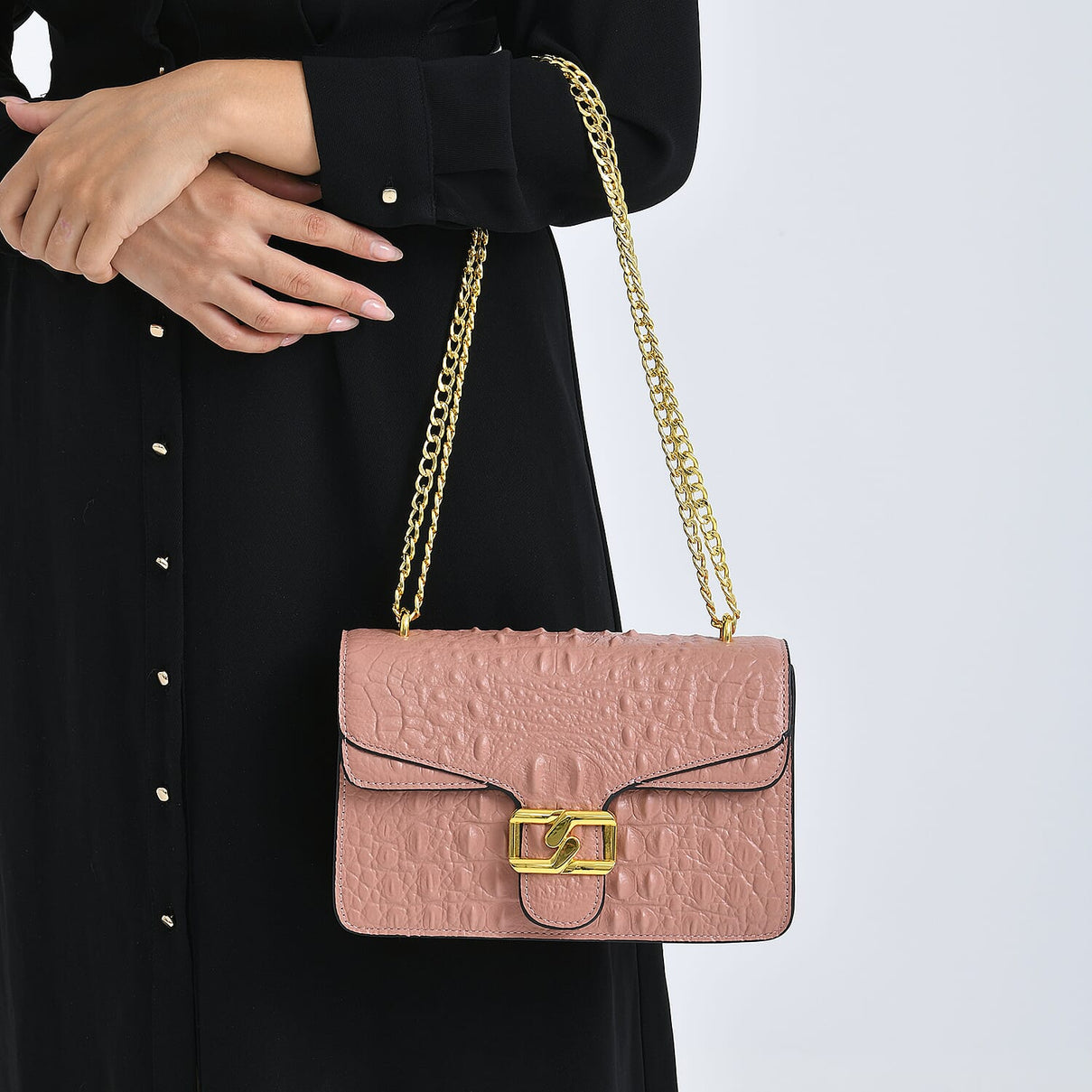 La Marey Genuine Leather Crossbody Bag with Chain Strap (120 cm)  - Pink 8214473 4