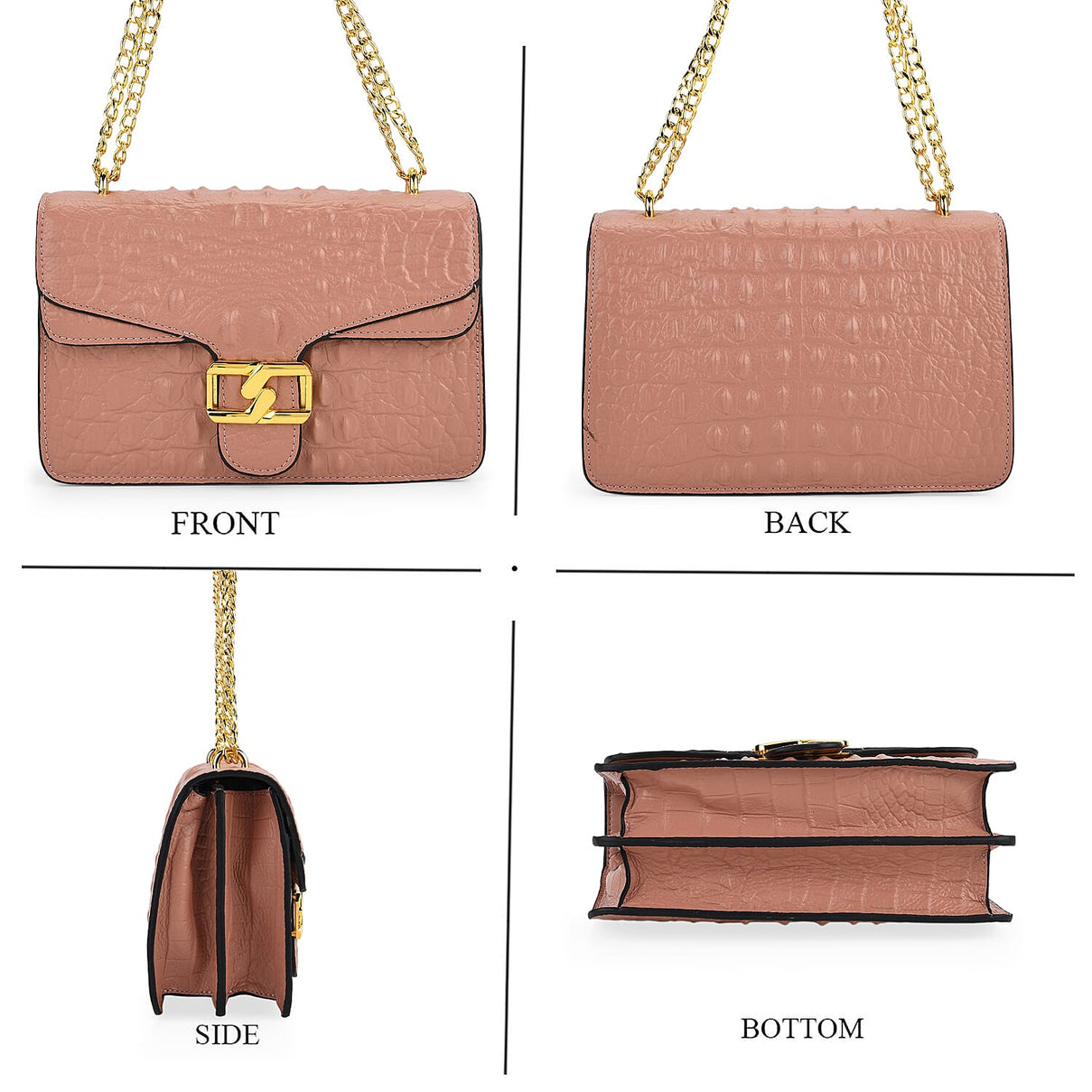 La Marey Genuine Leather Crossbody Bag with Chain Strap (120 cm)  - Pink 8214473 5