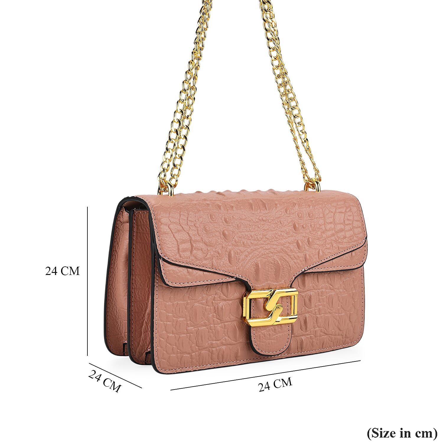 La Marey Genuine Leather Crossbody Bag with Chain Strap (120 cm)  - Pink 8214473 7
