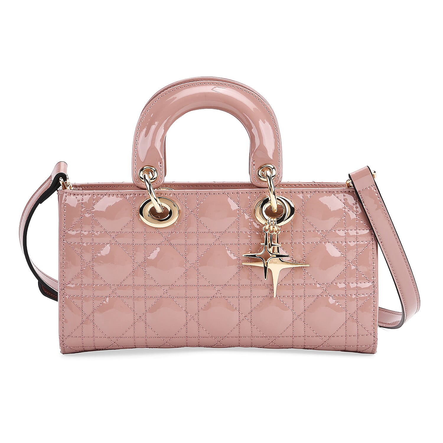 La Marey Genuine Leather Quilted Handbag Bag With Detachable Shoulder Strap - Pink 8094034 0