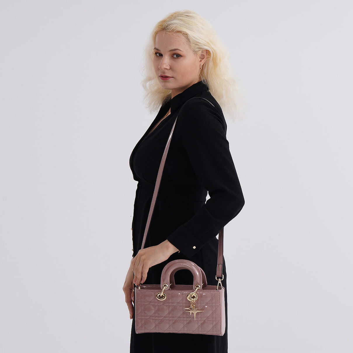 La Marey Genuine Leather Quilted Handbag Bag With Detachable Shoulder Strap - Pink 8094034 2