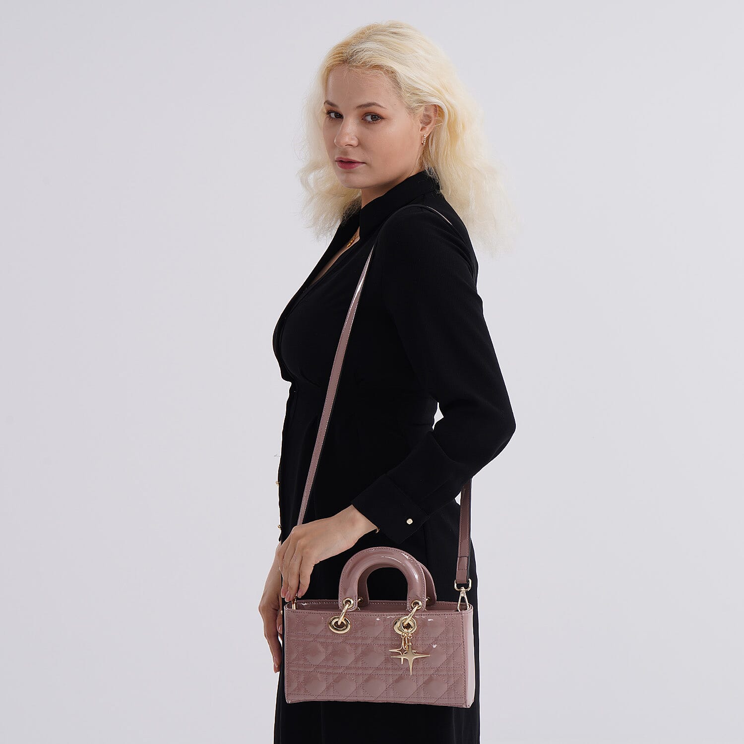 La Marey Genuine Leather Quilted Handbag Bag With Detachable Shoulder Strap - Pink 8094034 2