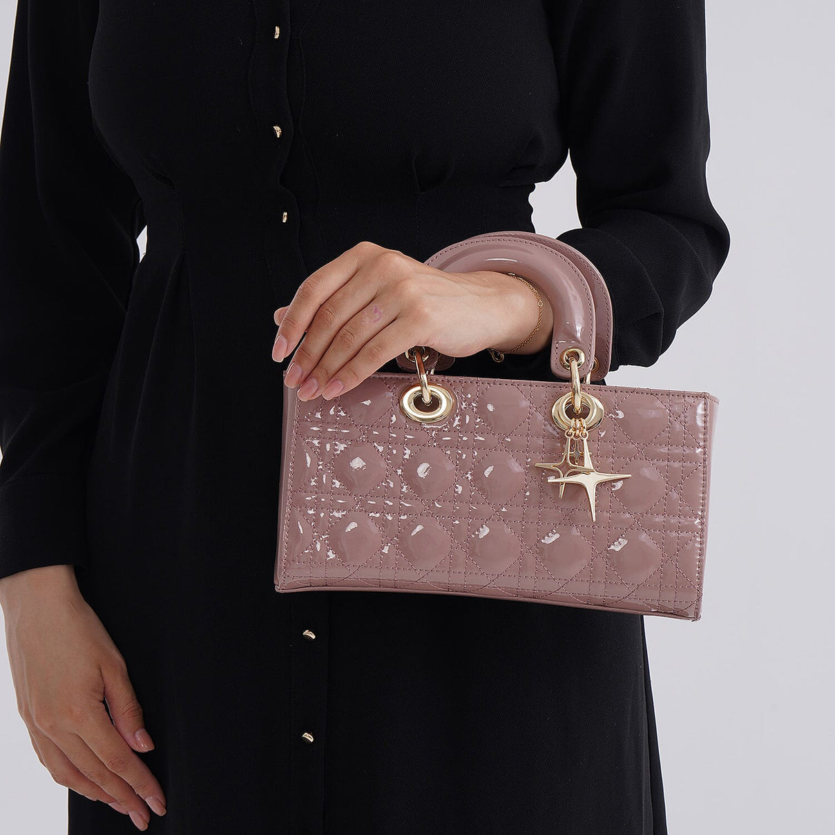 La Marey Genuine Leather Quilted Handbag Bag With Detachable Shoulder Strap - Pink 8094034 3