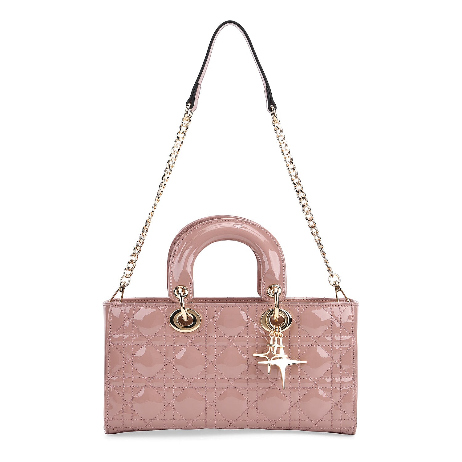 La Marey Genuine Leather Quilted Handbag Bag With Detachable Shoulder Strap - Pink 8094034 4