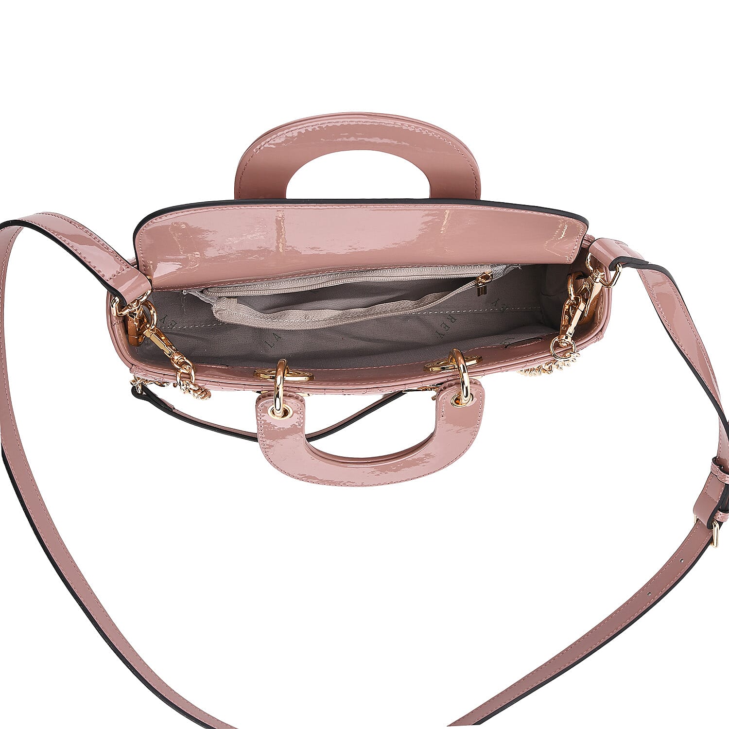 La Marey Genuine Leather Quilted Handbag Bag With Detachable Shoulder Strap - Pink 8094034 6