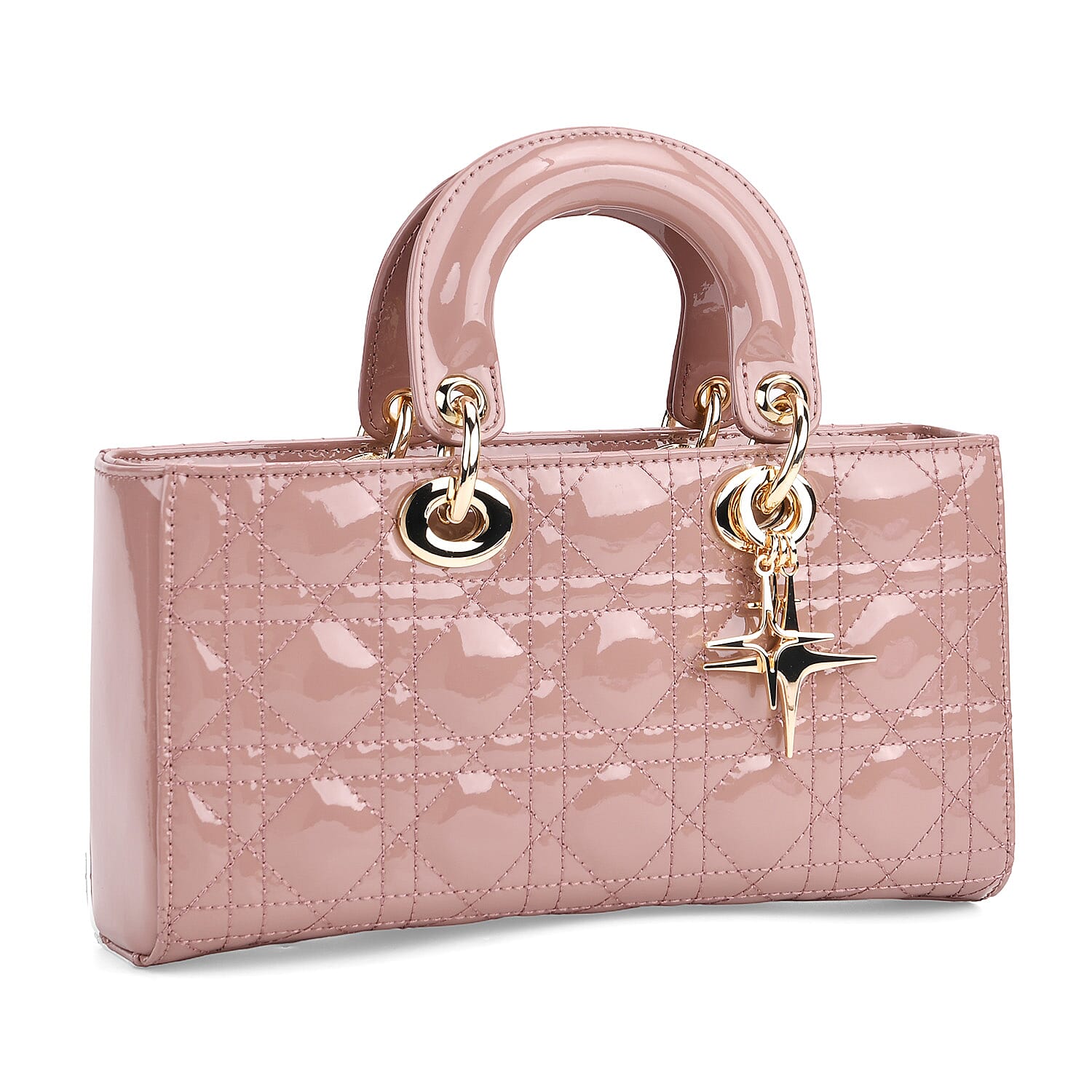 La Marey Genuine Leather Quilted Handbag Bag With Detachable Shoulder Strap - Pink 8094034 7