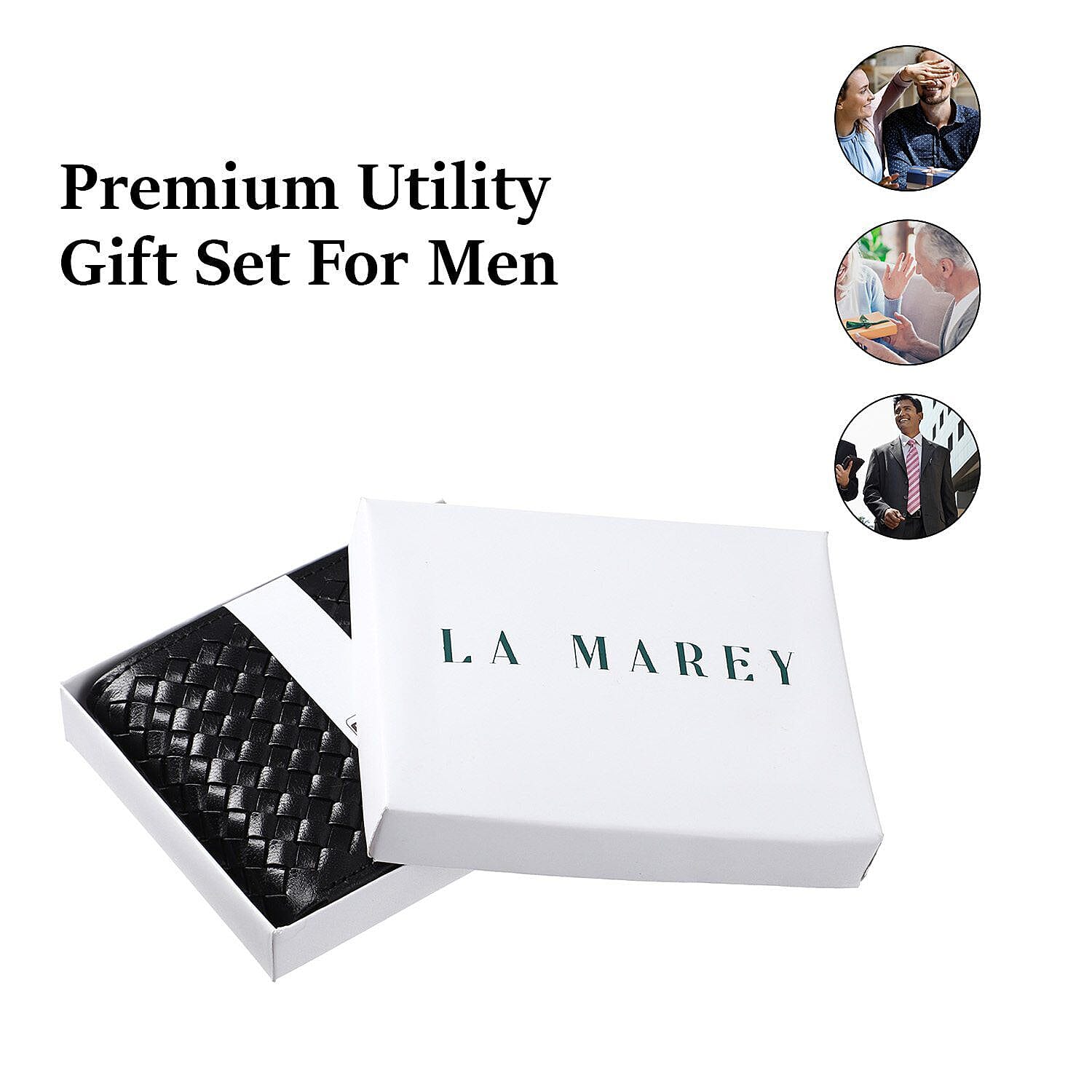 La Marey Hand Woven 100% Genuine Leather Bi-Fold Wallet With RFID protection - Black 7188402 6