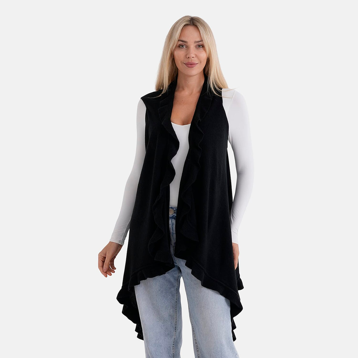 La Marey Knit Waterfall Cardigan (One Size) - Black V32576809 0