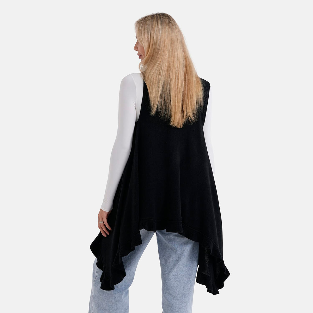 La Marey Knit Waterfall Cardigan (One Size) - Black V32576809 3