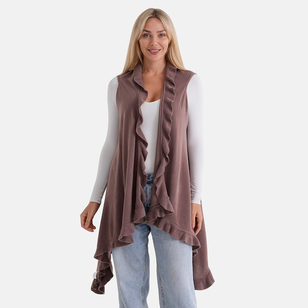 La Marey Knit Waterfall Cardigan (One Size) - Brown