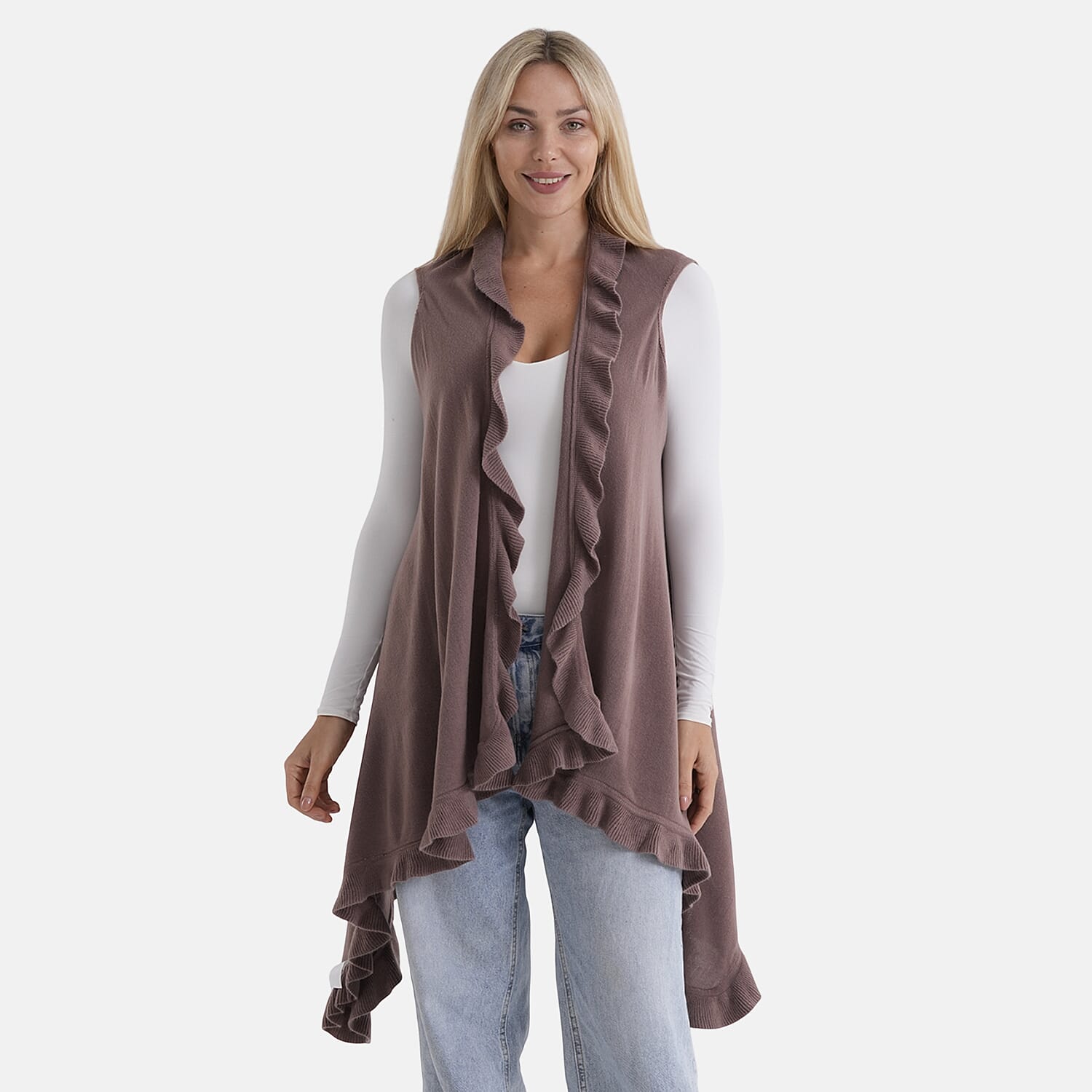La Marey Knit Waterfall Cardigan (One Size) - Brown 8359116 0