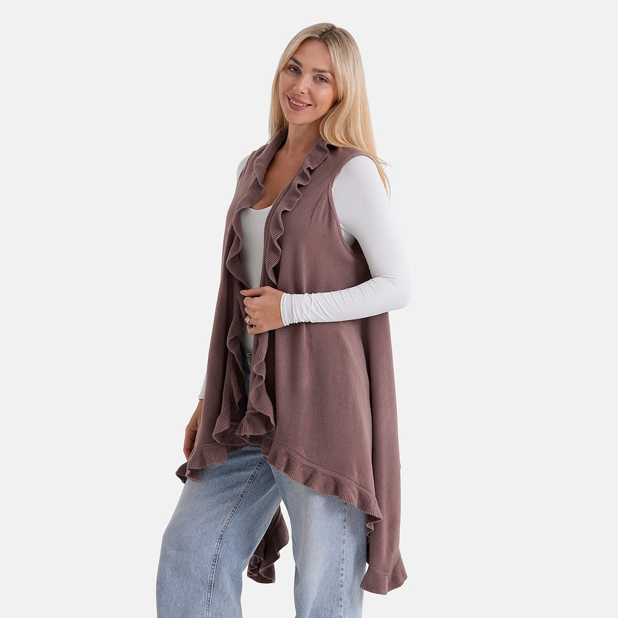 La Marey Knit Waterfall Cardigan (One Size) - Brown 8359116 4