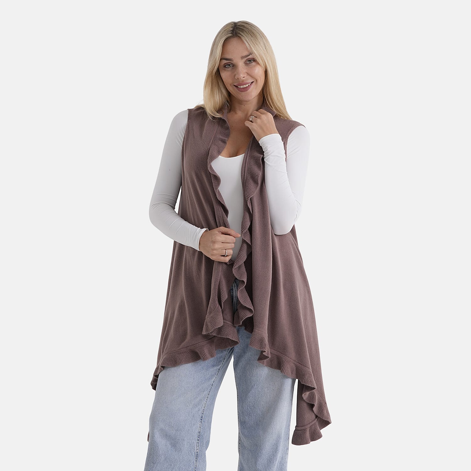 La Marey Knit Waterfall Cardigan (One Size) - Brown 8359116 5