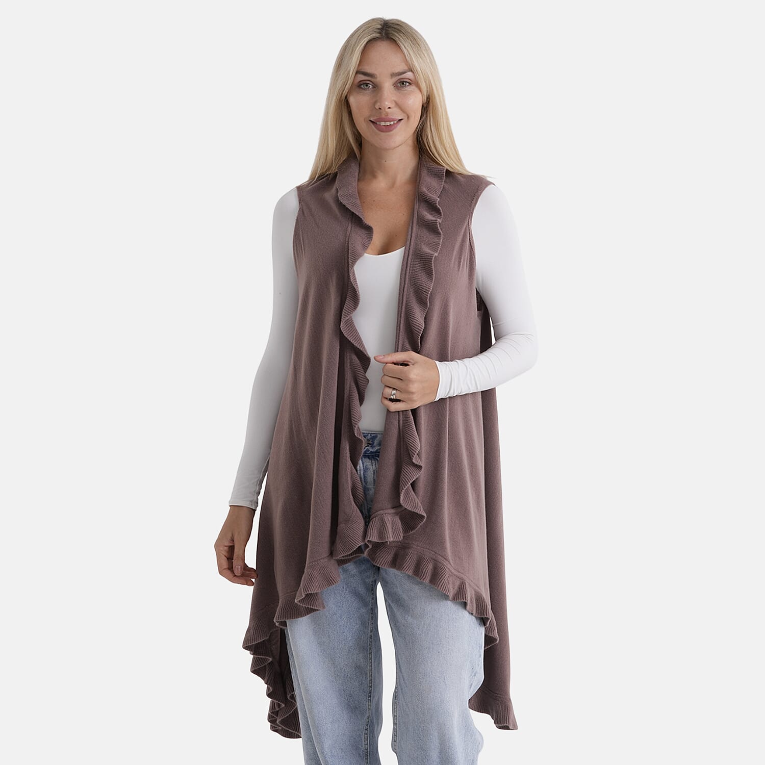 La Marey Knit Waterfall Cardigan (One Size) - Brown 8359116 6