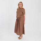 La Marey 2 In 1 Brushed Top Hybrid Dress With Pocket (Size L, Fit 16 To 18) - Chocolate