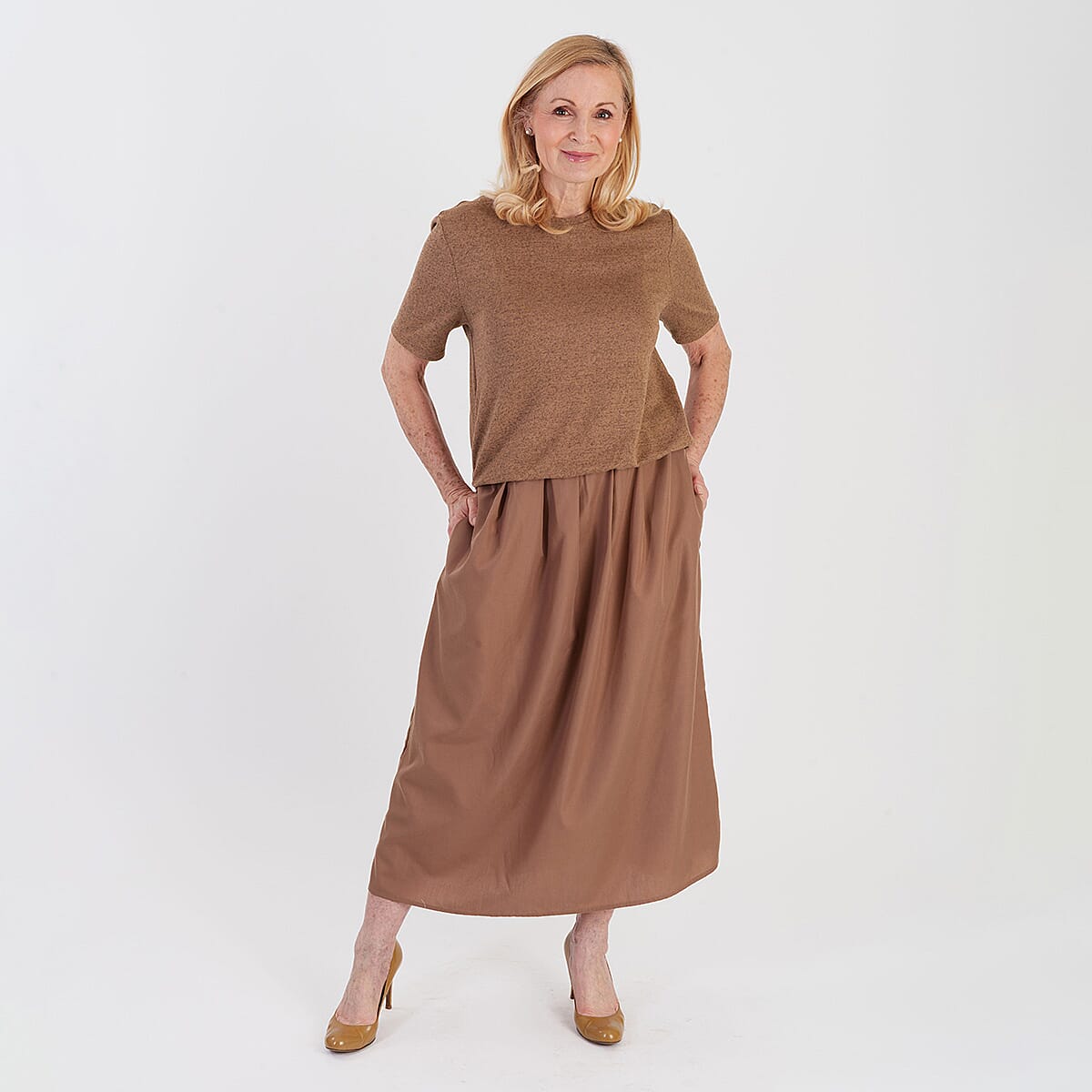 La Marey 2 In 1 Brushed Top Hybrid Dress With Pocket (Size XL, Fit 20 To 22) - Chocolate V32555069 0