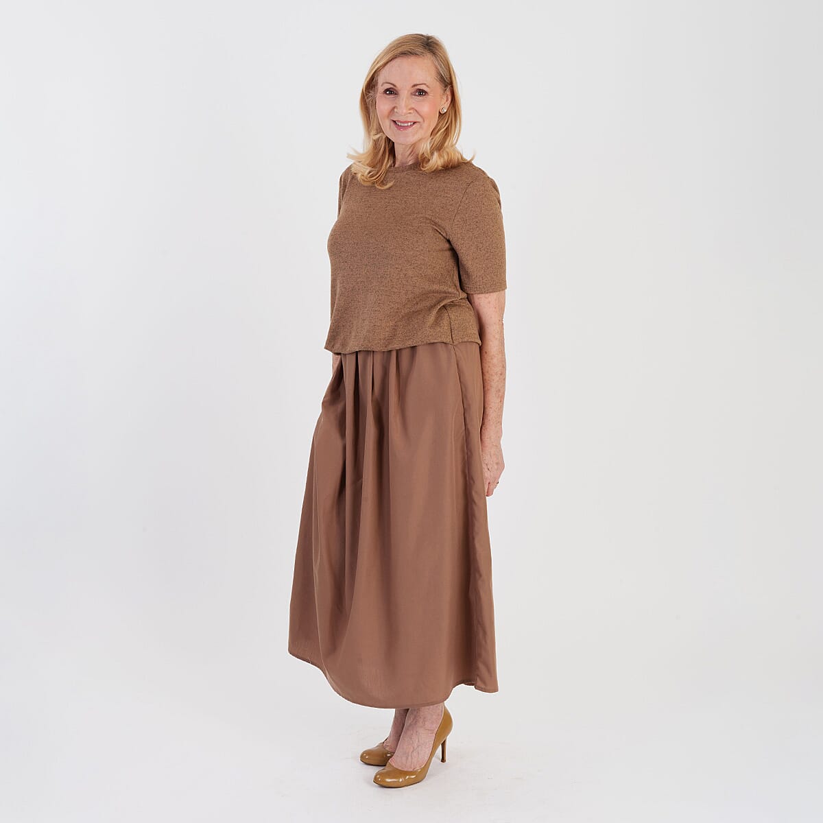 La Marey 2 In 1 Brushed Top Hybrid Dress With Pocket (Size XL, Fit 20 To 22) - Chocolate V32555069 2