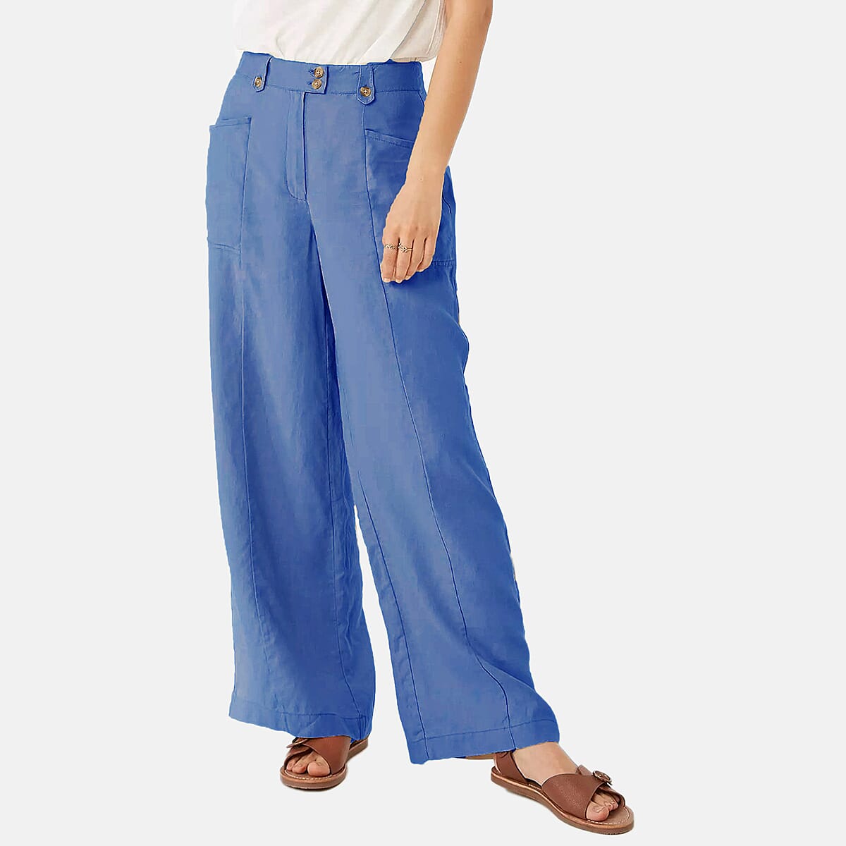 La Marey Ladies Linen Full Length Pants (Size 18) - Dazzling Blue V32700599 0