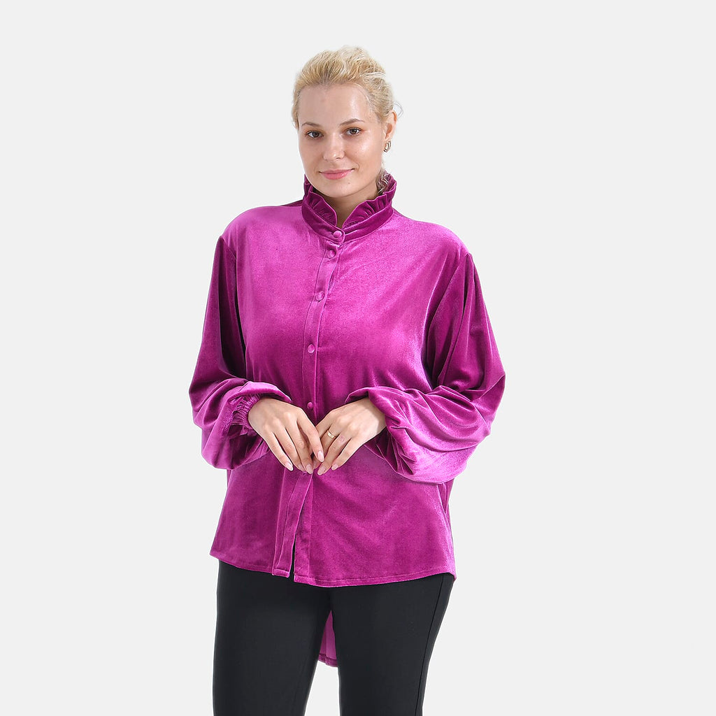 La Marey Festive Velvet Blouse (Size 8 to 10) - Purple