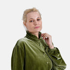 La Marey Velvet Blouse (Size L) - Green