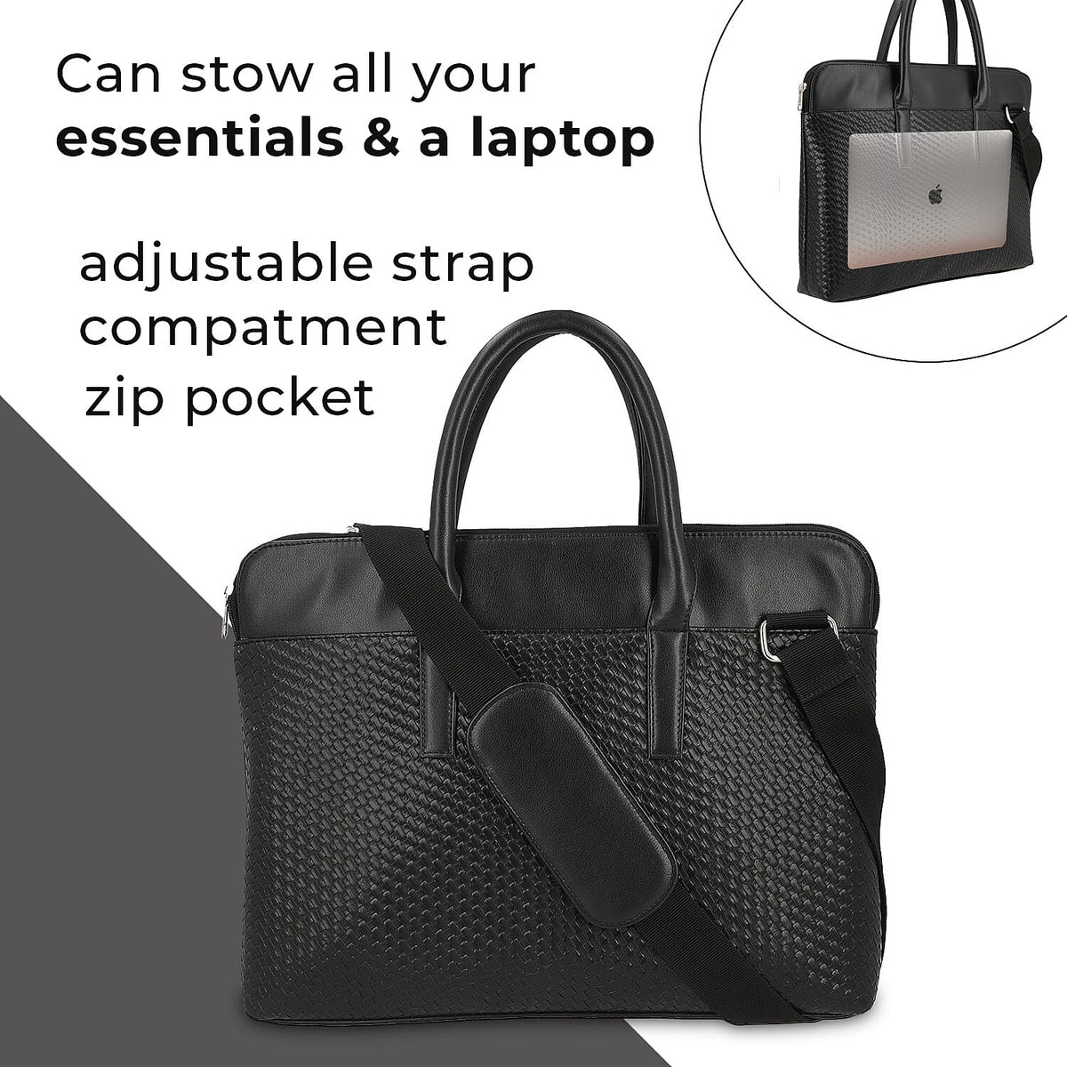 La Marey Laptop Bag with Adjustable Shoulder Strap - Black 7303017 2