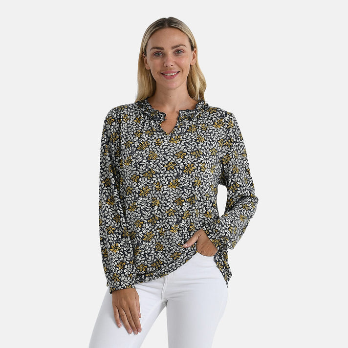La Marey Women's Leaf Pattern Frill Jersey Blouse 8240241 1