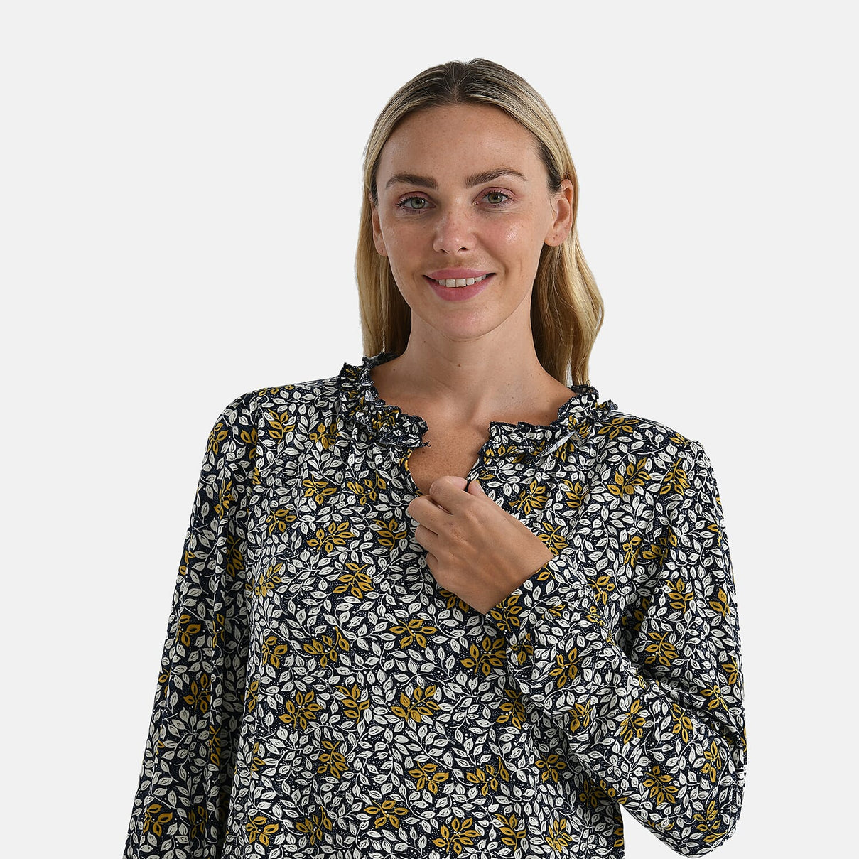 La Marey Women's Leaf Pattern Frill Jersey Blouse 8240241 5